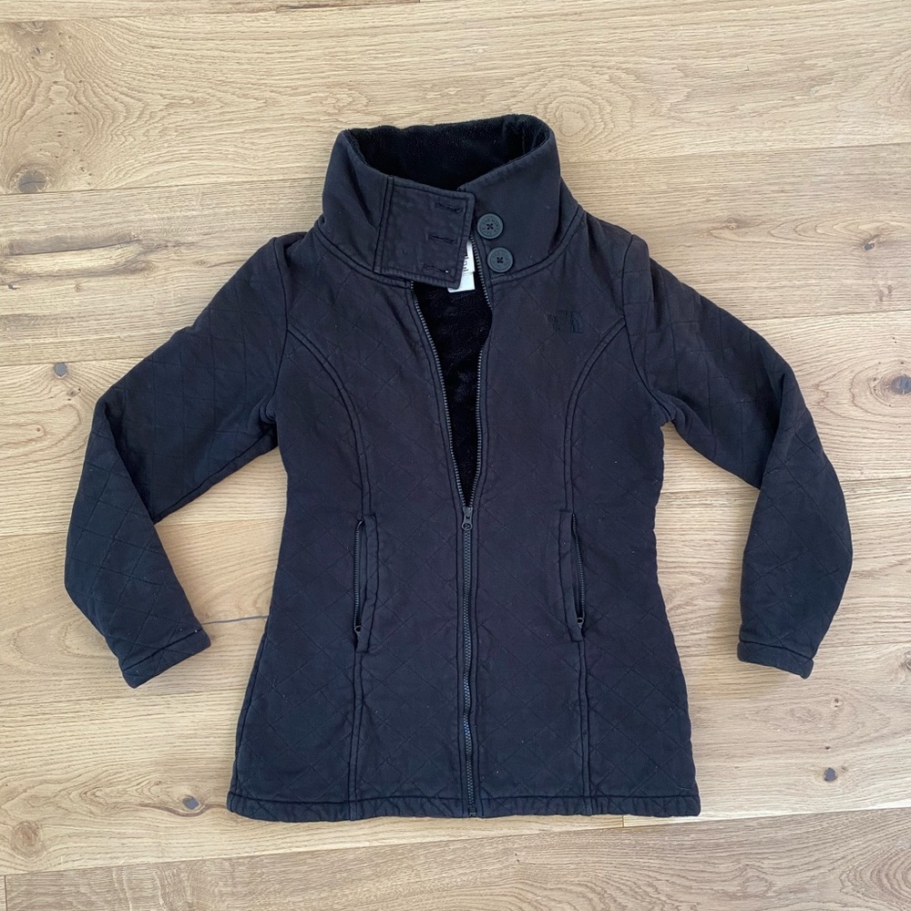 North Face | Black Cotton Quilted Fleece Jacket
